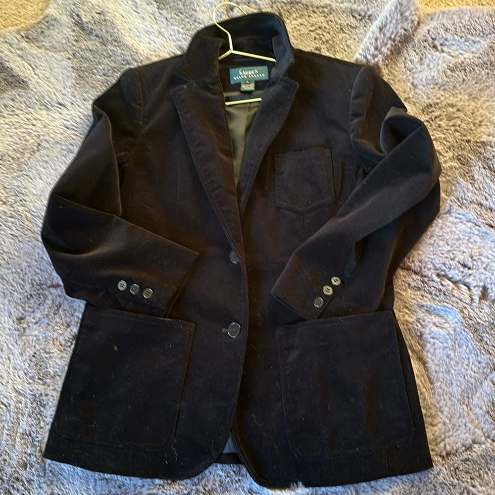Lauren Ralph Lauren Black Velvet Blazer Dress Jacket One Button  Size Small - Picture 8 of 12